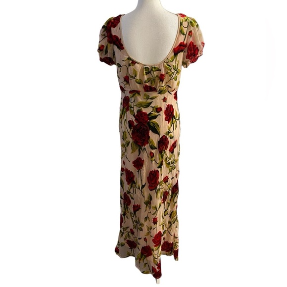 Rare London Rose Devore burnout velvet maxi dress coquette Sz 8 NWT - Picture 7 of 16